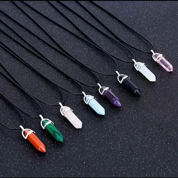 $25 Crystal Gemstone Necklace Pendant Bullet Head Energy Meditation 4 pcs Set - Picture 4 of 5